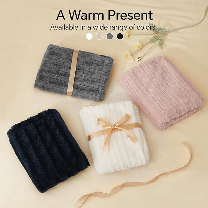 BEDELITE Fleece Queen Comforter Set -Super Soft & Warm Fluffy Navy Faux Fur Bedding, Luxury Fuzzy Heavy Bed Set for Winter with 2 Pillow Cases