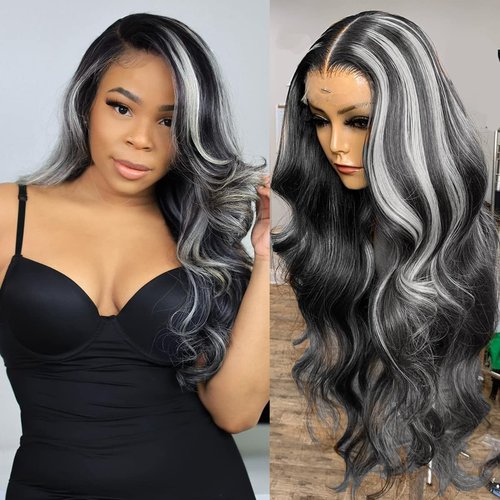 Habiliana Bundles Human Hair 20 22 24 Inch Body Wave P1B/GREY Human Hair Bundles 11A Unprocessed Brazilian Virgin Quick Weave Hair Extensions for Black Women