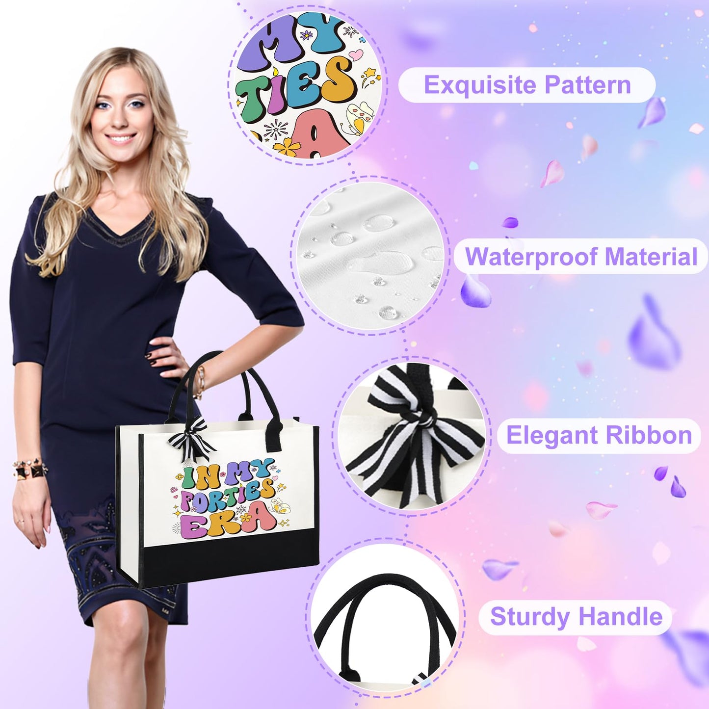 40th Birthday Gifts for Women Her, Funny Birthday Gifts for 40 Year Old Woman, Unique 40 Fabulous 1985 Tote Bag Set, Happy 40th BirthdayGift Basket for Her Mom Sister Friend Wife