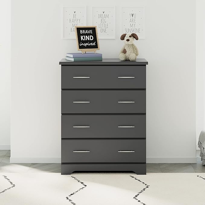 Storkcraft Brookside 4 Drawer Dresser (Gray) – GREENGUARD Gold Certified, Dresser For Nursery