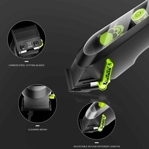 WMARK High Speed Professional Hair Clipper for Men Professional Cordless&Corded Hair Clippers with LCD Display 6 Guide Combs *1comb,Mens Gift-NG-130 (Green)