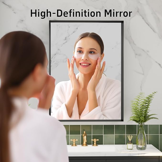 20x30 Inch Black Bathroom Mirrors for Over Sink, Rectangle Vanity Mirror, Tempered Glass and Metal Framed, Wall Mounted Entryway Mirror for Vanity (Horizontal/Vertical)
