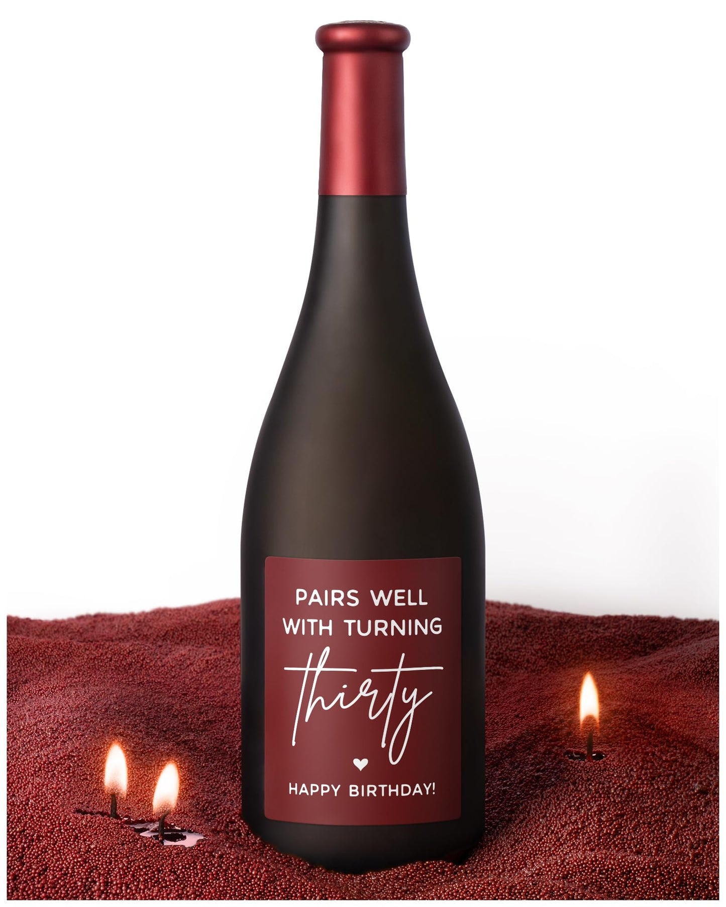30th Birthday Gifts for Women Men- Pearled Candle Sand in Wine Bottle with Wicks- 30th Birthday Decorations for Her Him, 30 Year Old Bday Gifts for Friend, Sister, Wife, Husband, Red Wine Scent(13oz)