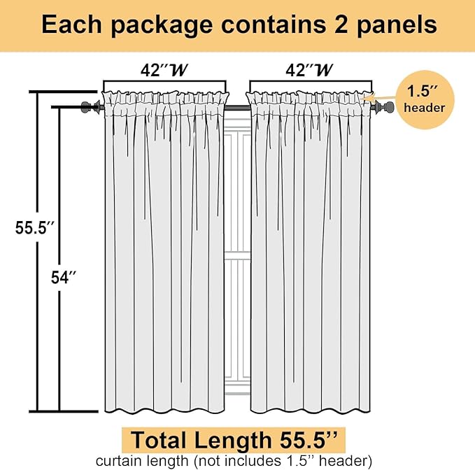 Aiyufeng Light Green Sheer Curtains 54 Inch Length 2 Panels Set for Living Room, Light Filtering Green Window Sheers Drapes for Bedroom, Each 42" W x 54" L
