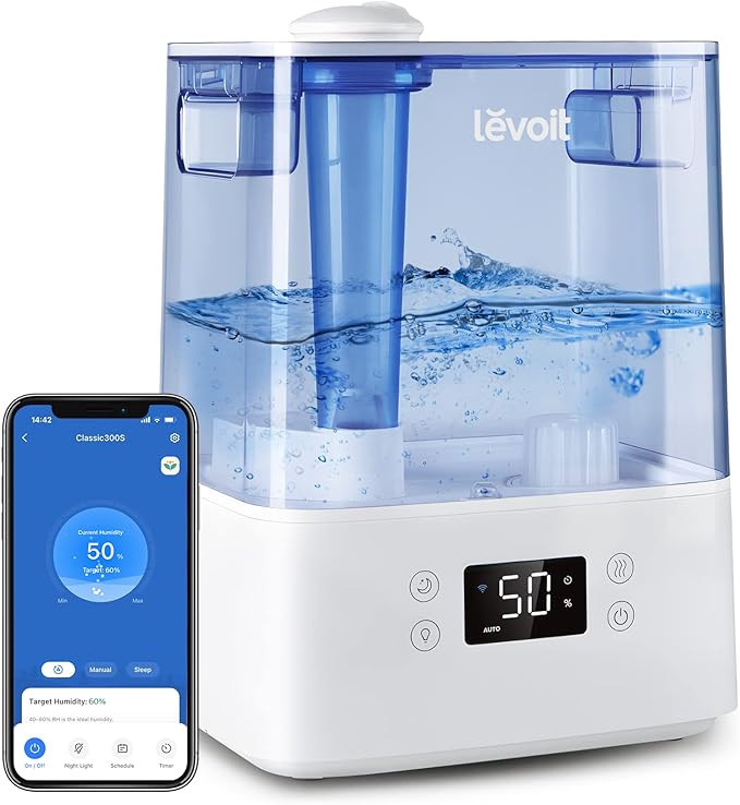 Levoit Air Purifier 1980 Ft2 Room With Air Quality Monitor and Humidifier 6L Tank App Control Essential Oil Diffuser