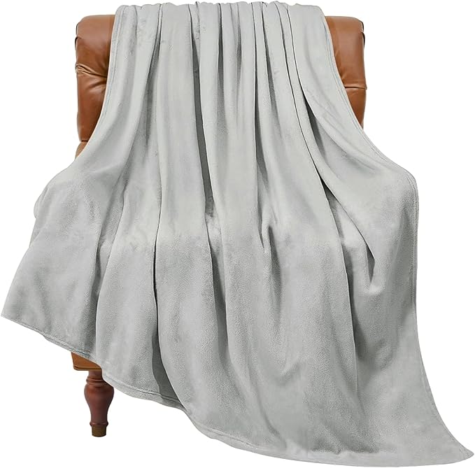 BEDELITE Fleece Blanket Light Grey Throw Blankets for Couch & Bed, Luxury Plush Cozy Fuzzy 60x80 inches, Super Soft Warm Lightweight Throw for Travel Camping