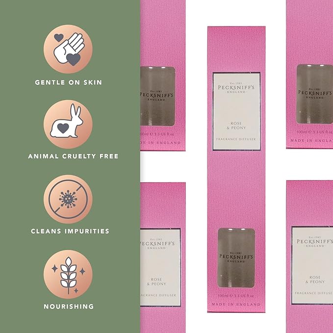 Pecksniff's Rose & Peony Reed Diffuser, 100 ml/3.38 Fl Oz