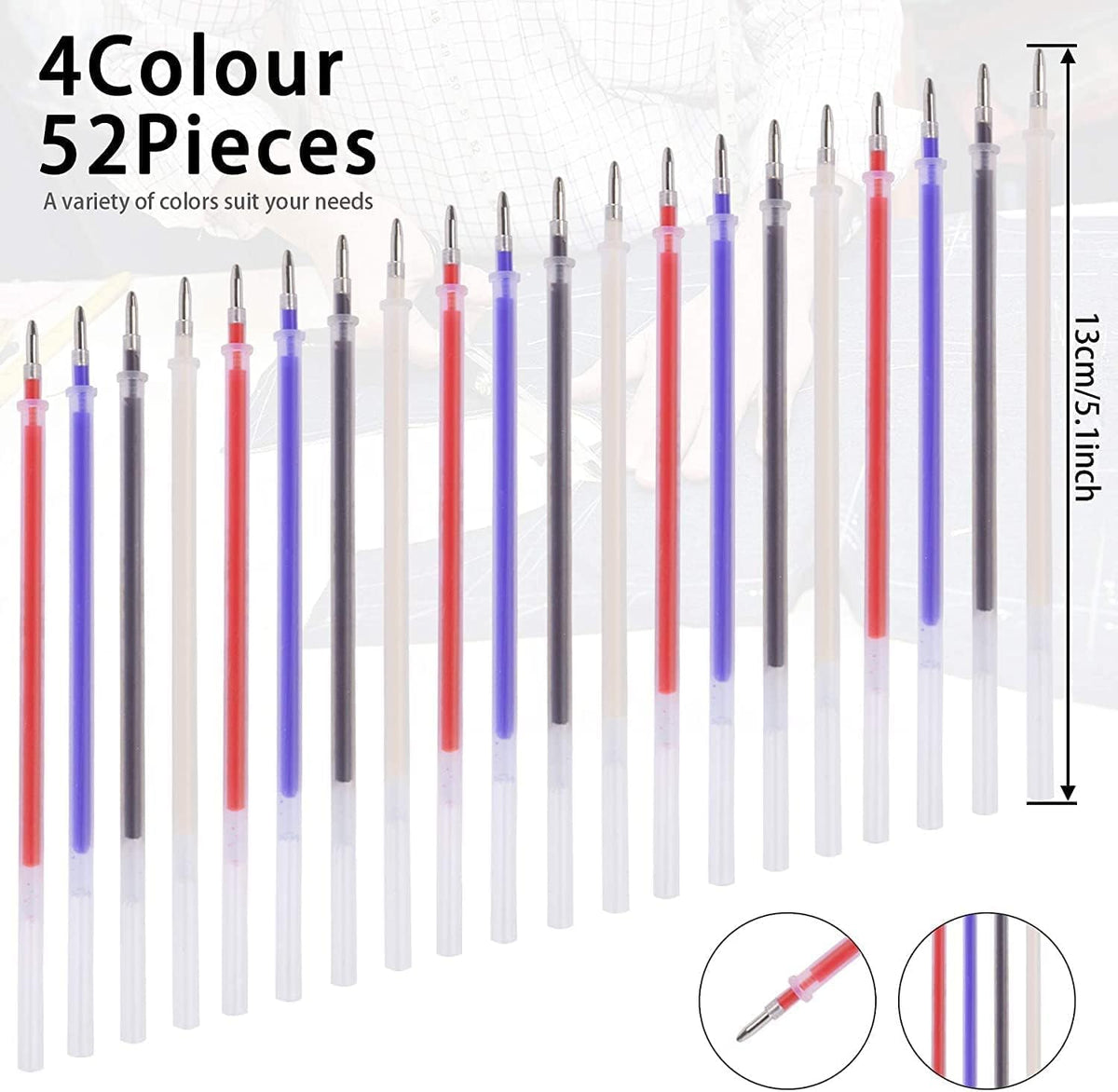 JANYUN 4 Pieces Heat Erasable Pens for Fabric with 12 Refills Fabric Marking Pens Fabric Markers for Quilting Sewing DIY Dressmaking Fabrics Tailors Chalk
