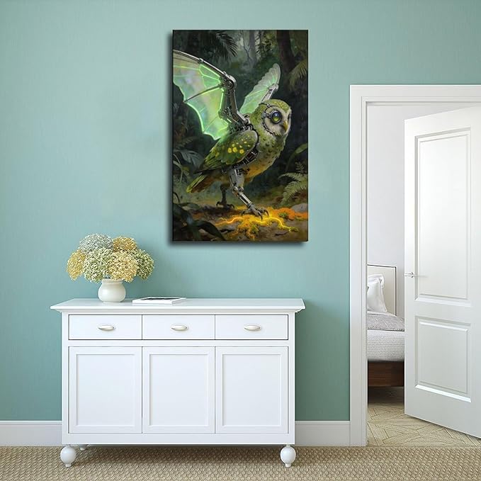 Framed Cyber Fantasy Wall Art for Living Room And Home Office Modern Sci Fi Nature Inspired Decor 08x12inch(20x30cm)