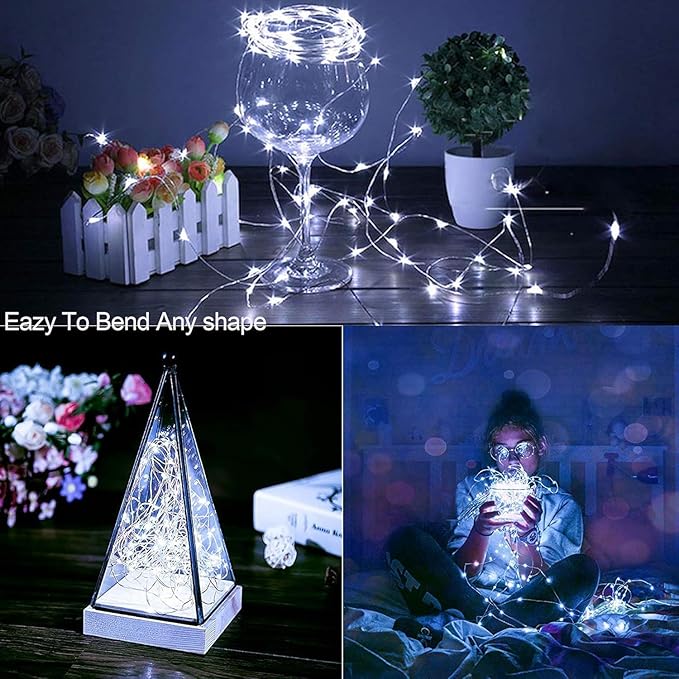 33Ft String Lights Battery Operated with Remote Control Timer, 100LED 4 Pack Waterproof 8 Modes Copper Wire Twinkle Fairy Lights for Bedroom Indoor Outdoor Wedding Dorm Christmas Decorations