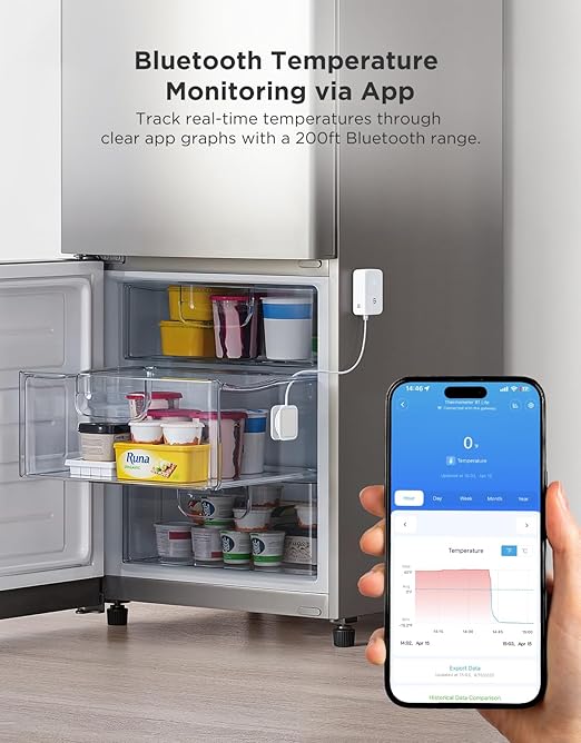 GoveeLife Refrigerator Freezer Thermometer 2 Pack, Bluetooth Temperature Sensor with Alarm, Smart APP Alerts for Fridge/Freezer/Tub(WiFi Gateway Not Included)