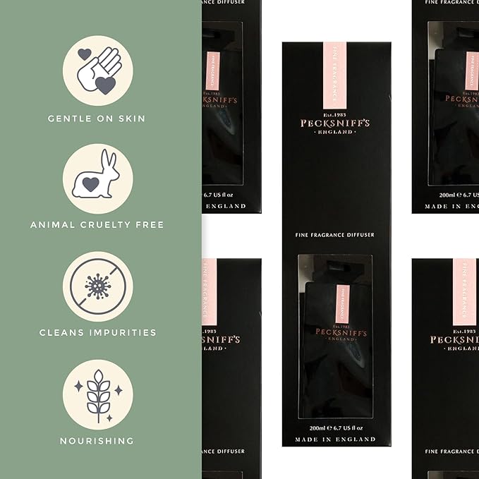 Pecksniff's Bergamot and Ginger Black Square Diffuser | 200 ml/6.76 Fl Oz