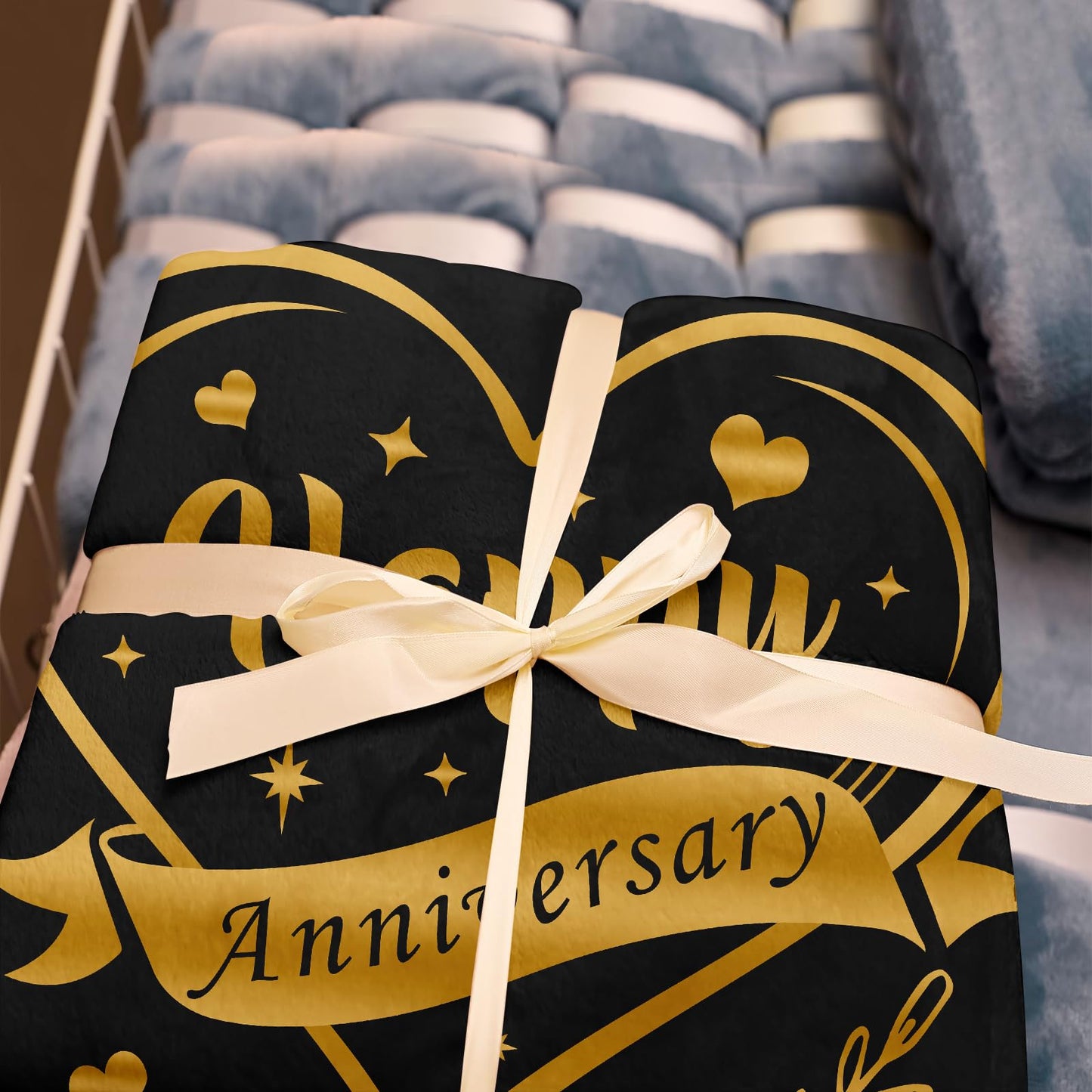 Amonee-YL Happy Anniversary Blanket 50"X60", Annual Romantic Gifts for Him/Her, Gift for Wife/Husband/Boyfriend/Girlfriend Anniversary, Anniversar Wedding Gifts for Women/Men