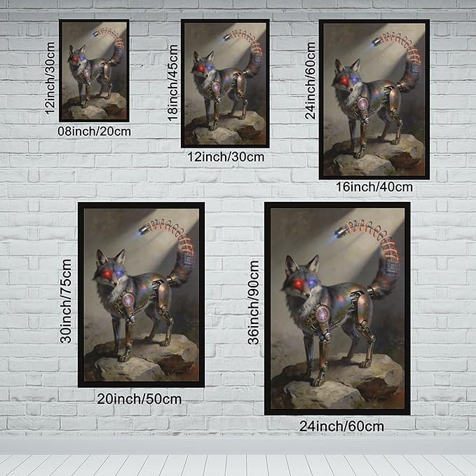 Framed Steampunk Fantasy Wall Art for Modern Living Room TV Wall Futuristic Industrial Style Decor Statement Artwork 08x12in