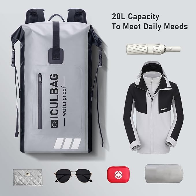 Waterproof Backpack For Women Men Dry Bags Waterprof Bags for Kayaking Boating Travele Hiking Camping Dry Bag 20L