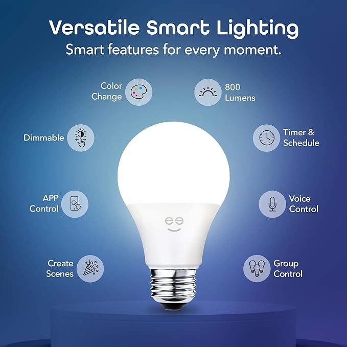Geeni Prisma Smart Light Bulbs 2-Pack, Color Changing RGBW LED, A19, 800 Lumens, 60W Equivalent, Dimmable, 2700K, Works with Alexa & Google Home