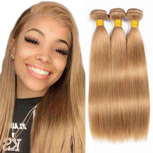 Habiliana Bundles Human Hair 18 20 22 Inch Straight Brown 27 Human Hair Bundles 11A Unprocessed Brazilian Virgin Quick Weave Hair Extensions for Black Women