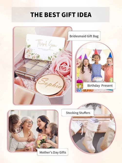 Getinbulk Compact Mirror for Purse, Set of 24 Double-Sided 1X/2X Magnifying Metal Pocket Makeup Mirrors(Round, Rose Gold)