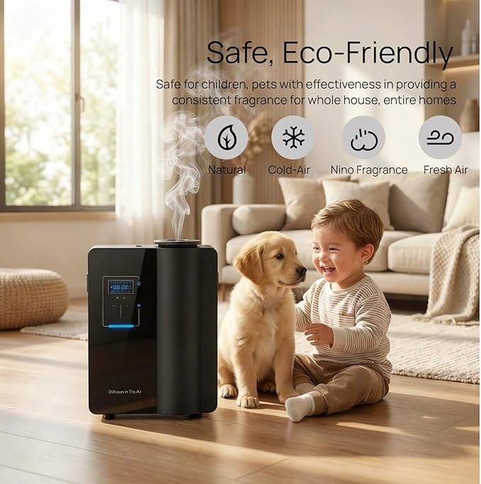 Kevinleo Waterless Essential Oil Diffuser Bluetooth for Max 7,500 Sq.Ft Whole House | 500ml Large Bottle | HVAC System Connect | Aromatherapy Air Fresheners for Large Room,Home, Office, Hotel