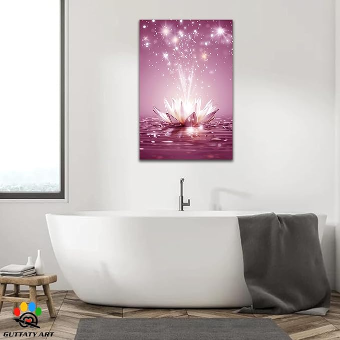 Zen Lotus Floral Pictures Wall Art, Water Lily Bloom Picture, Lotus Flower Canvas Art Print, Calm Relax Poster, Spiritual Zen Flower Print for Zen Office Decor Meditation Poster28x40 inch