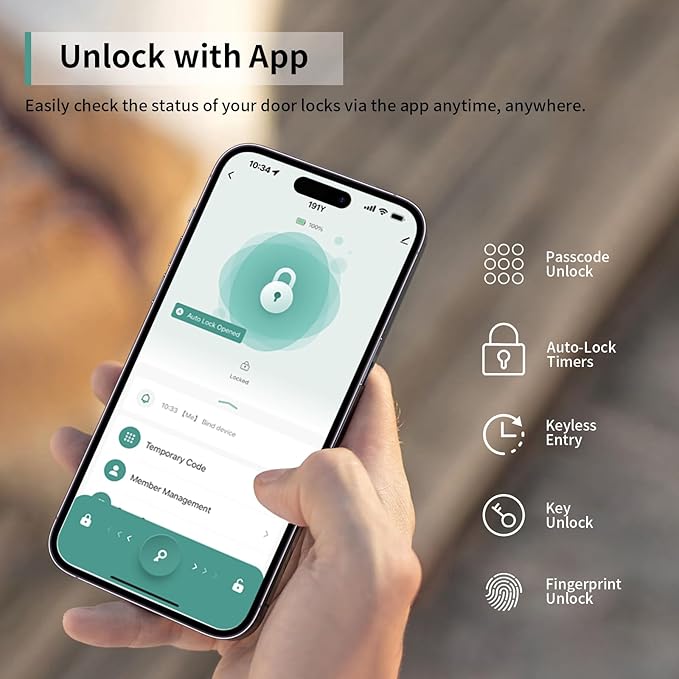 IRONZON Fingerprint Door Lock Smart Door Lock with Keypad Keyless Entry Door Lock with Handle for Home Hotel Office Apartment Bedroom