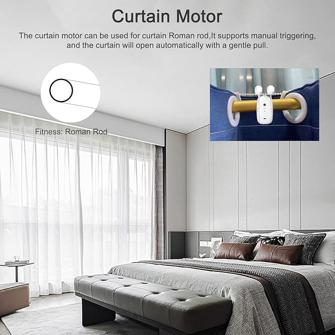 WiFi Intelligent Curtain Motor Electric Curtain Robot Automatic Opener No Wiring with Gateways Support APP Remote Control Timer Setup Temperature & Sensing Compatible with