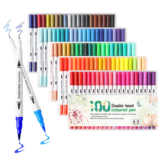 Upanic 100 Colors Art Markers for Adults,Dual Tip Pens for Adult Illustration, Journaling, Calligraphy - Artist Drawing Supplies,Brush and Fine Pens for Lettering, Manga, Design Sketching