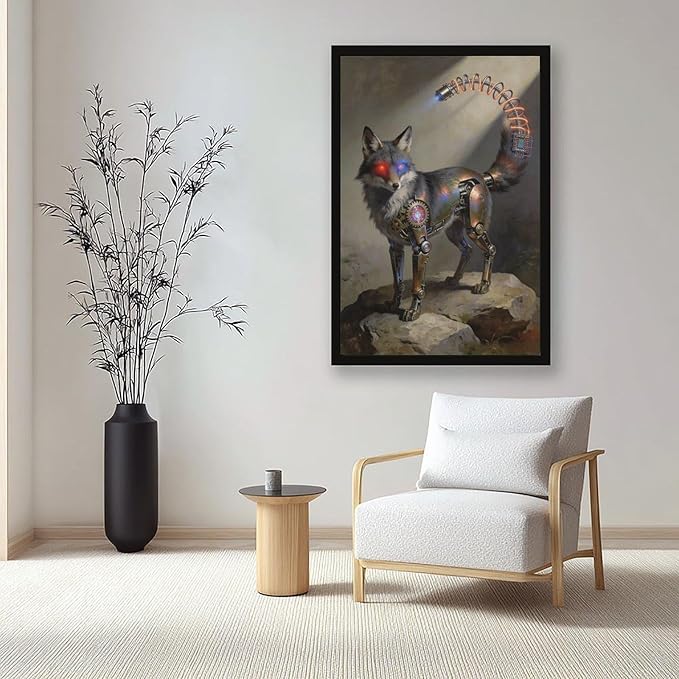 Framed Steampunk Fantasy Wall Art for Modern Living Room TV Wall Futuristic Industrial Style Decor Statement Artwork 08x12in