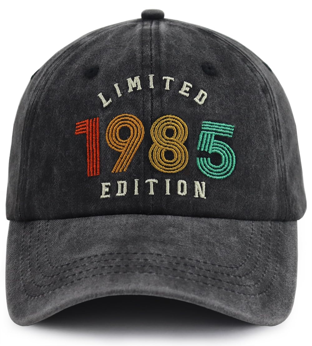 KKMKSHHG 40 Year Old Birthday Gifts for Women, 40th Birthday Decorations for Men, Limited 1985 Edition Baseball Cap, 40th Birthday Gifts for Dad Mom Wife Son Black