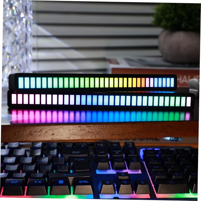 2-Pack RGB Rhythm Light Bars Rechargeable Sound Activated LED Lights for Ambient Lighting in Car and Bedroom Voice Activated Adjustable Brightness