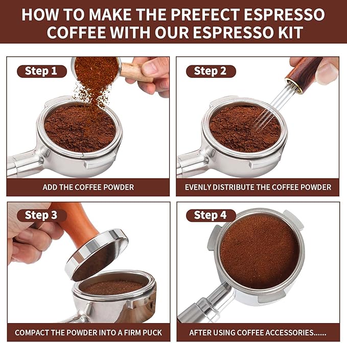3PCS Espresso Accessories Kit,Espresso Tool Kit 51mm Coffee Tamper with Silicone Mat,WDT Tool Fits Espresso Coffee Machines and 51mm Portafilters,Barista Set for Kitchen,Coffee Store