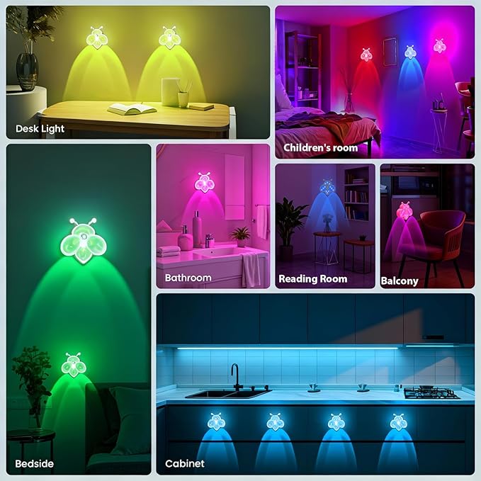 Motion Sensor Stair Lights Indoor - Rechargeable Dimmable RGBW & Warm White Night Light, Magnetic Mount Motion Activated Battery Lamp for Step Hallway Bathroom Cabinet Closet(White, 1 Pack)