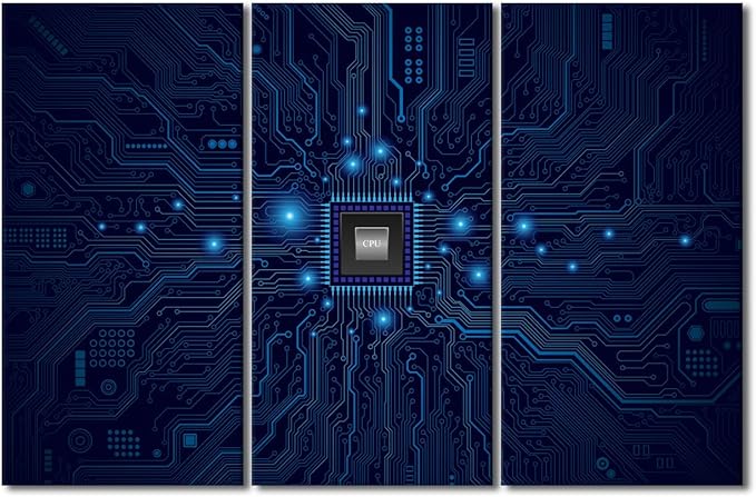 Canvas Art Technology Digital Art Canvas Wall Art for Living Room Programming Modern Abstract Painting Electronic PC Picture for Bedroom Office Home Wall Decorations Frame Ready to Hang(40"Wx60"H)