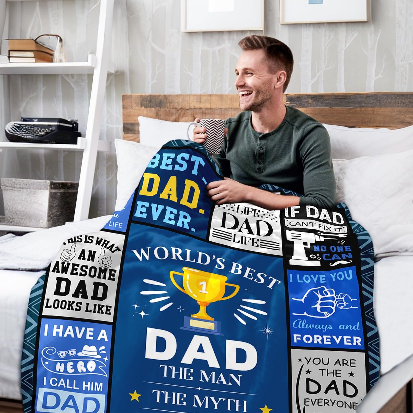 Fpoutiv Dads Birthday Gifts Ideas - Dads Gifts from Daughter Son - Christmas Valentines Fathers Day Birthday Presents for Dad - Presents for Father Who Wants Nothing - Best Dad Ever Blanket 50"x60"