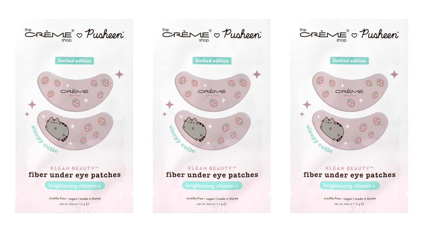 The CrÃ¨me Shop X PUSHEEN KLEAN BEAUTYâ¢ Fiber Under Eye Patches | Vitamin C Infused for Brightening | Cooling & Moisturizing | Set of 3 Pairs | Vegan & Cruelty-Free (Set of 3)