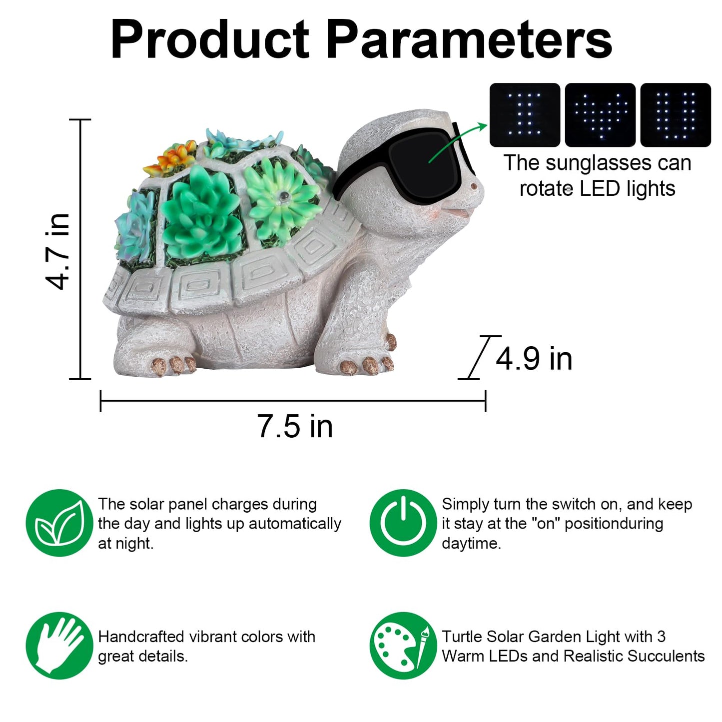 Pawatee Solar Garden Statues Turtle with Succulent and LED Lights Birthday Gifts for Women Mom Grandma Solar Outdoor Decor for Patio Backyard Yard Lawn Decoration-Unique Housewarming Gifts