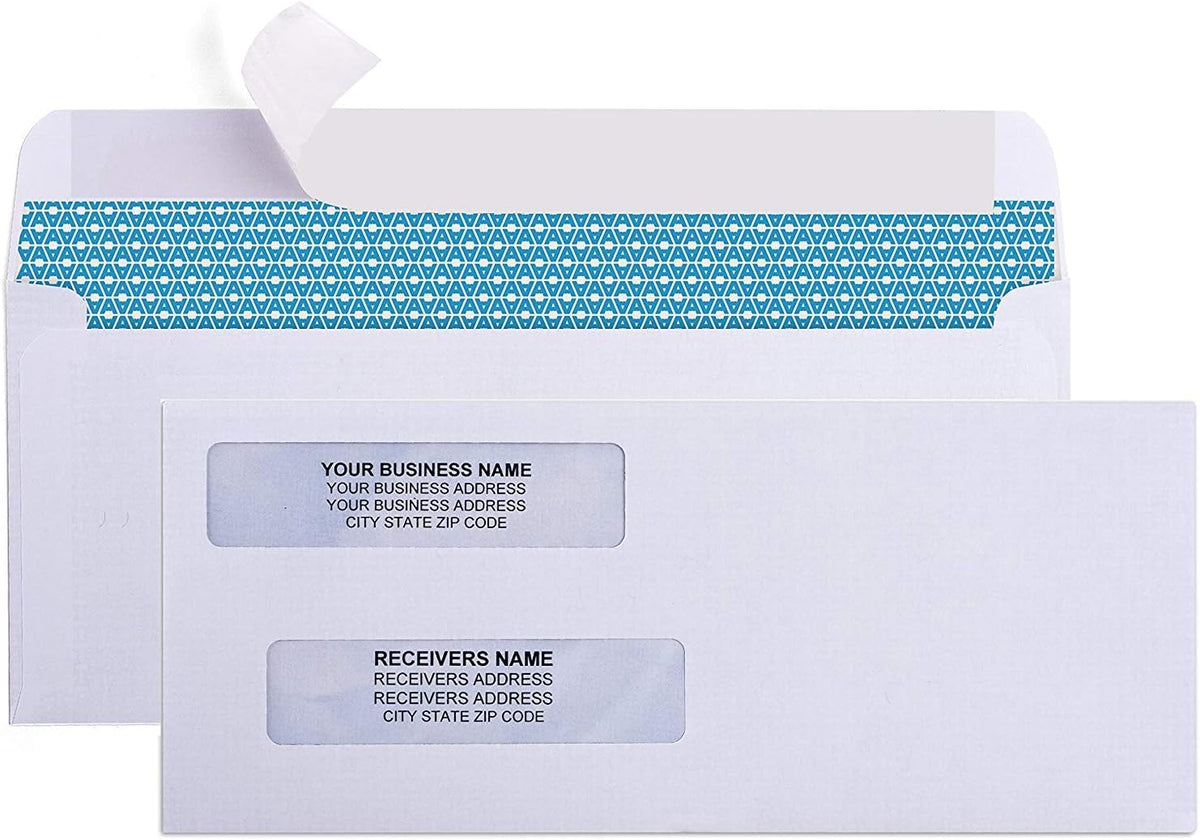Aimoh #8 Double Window Self Seal Security Envelopes - for Business Checks, QuickBooks & Quicken Checks, Size 3 5/8 x 8 11/16 Inches - Checks Fit Perfectly - Not for Invoices, 1000 Count (30180-1000)