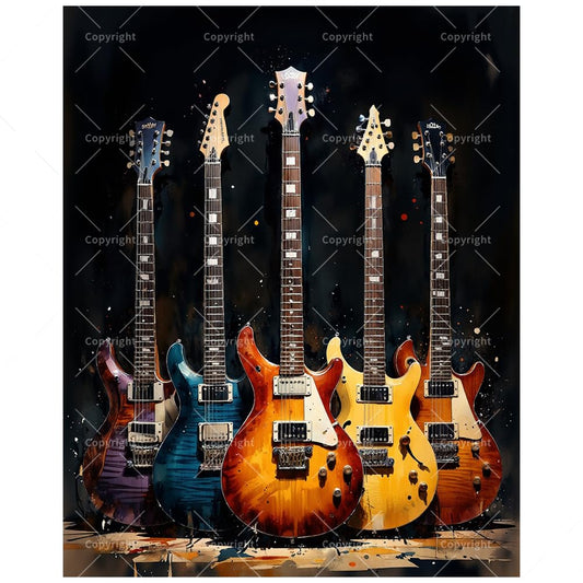 Electric Guitar Collection Paint by Numbers Kit for Adults - DIY Colorful Guitar Display Painting on Canvas 16x20 Inches, Acrylic Paint Set, Suitable for Beginners, Musical Art for Home Decoration