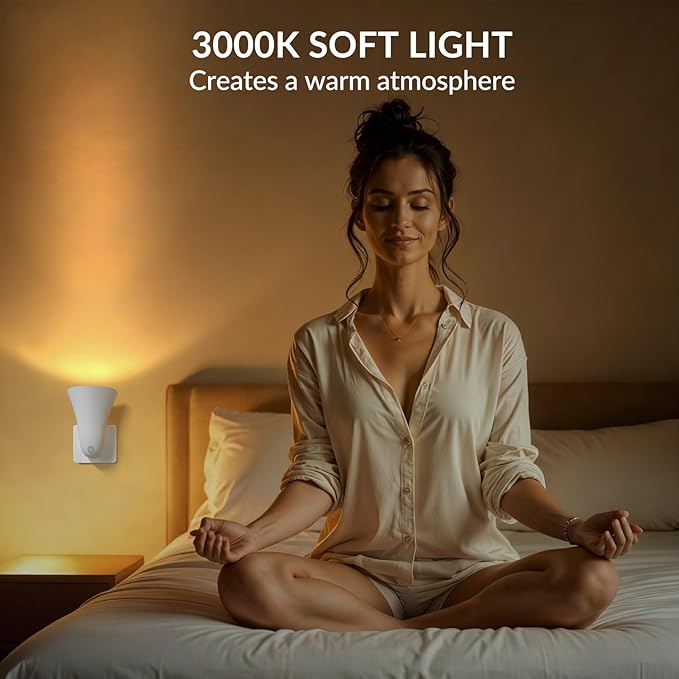 Plug in GU10 Wall Uplighter Lamp with Touch Control, 360° Rotatable Plugin Wall Wash GU10 Spotlight for Indoor Lighting, Indirect Lighting Inside, 5W Warm White 3000K LED Bulb Included