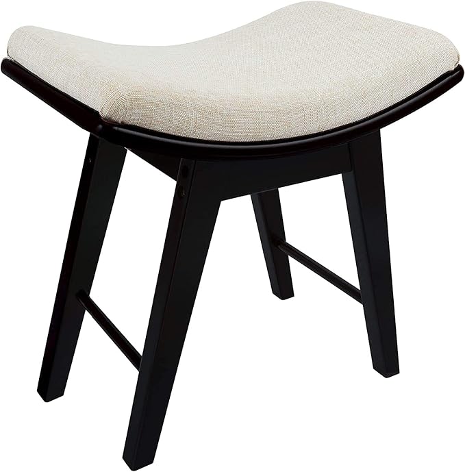 URFORESTIC Vanity Stool, Modern Makeup Dressing Stool with Concave Seat Surface,Capacity 300lb, Easy Assembly (Black)