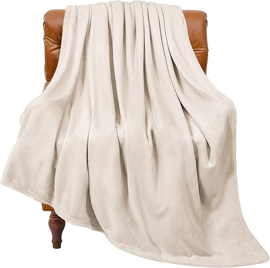 BEDELITE Fleece Blanket Twin Size Beige Throw Blankets for Couch & Bed, Luxury Plush Cozy Fuzzy Blanket 60x80 inches, Super Soft Warm Lightweight Throw Blanket for Travel Camping