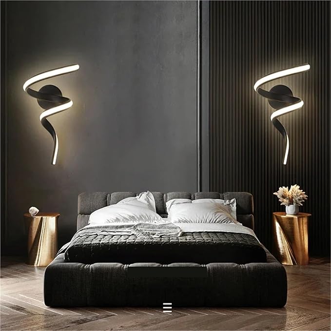 Modern Minimalist LED Wall Lamp Home Indoor Decor Wall Sconce for Living Room Bedroom Bedside Lustres Backgroud Light Decoration(Cool White,A-Black Small)