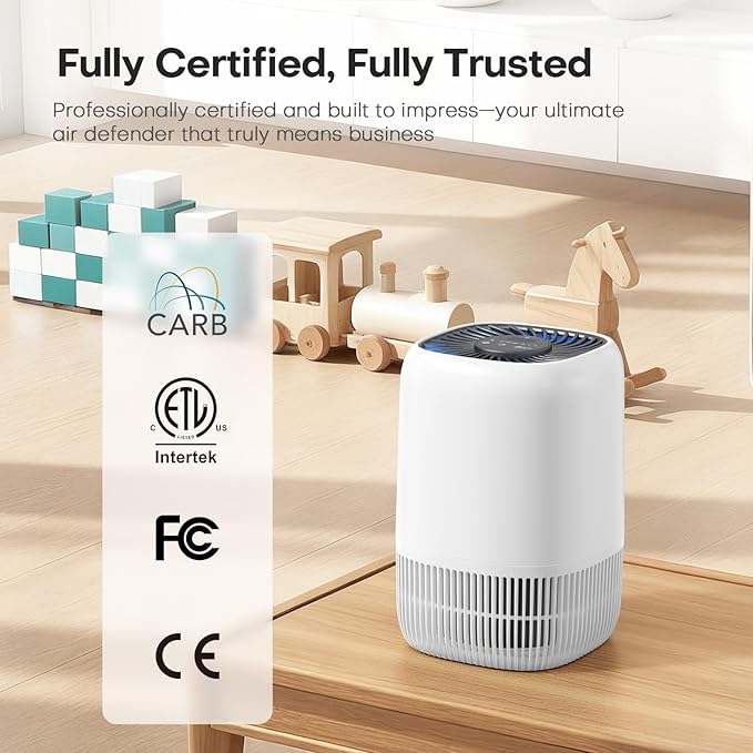 2 Pack of Air Purifier with H13 Sleep HEPA Filter, Fragrance Sponge Night Light Vital Breeze Timer 22dB, for Dust Pollen Smoke Odors, Office, Desktop, Home Bedroom Small Room, DH-JH12 White