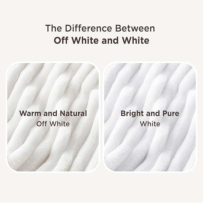 Bedsure GentleSoft Blankets Queen Size for Bed - Cozy Soft Sofa Couch Cover Blankets for Women, Cute Large Bedding Fleece Throws for Girls, Off White, 90x90 Inches
