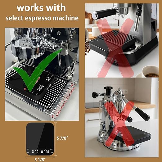 Pour Over Coffee Scale with Timer - 0.1g High Precision Digital Espresso Scale for Portafilter Weighing & Coffee Beans. Large Wide Base Gram Scale for Kitchen, Chemex & French Press (Black)