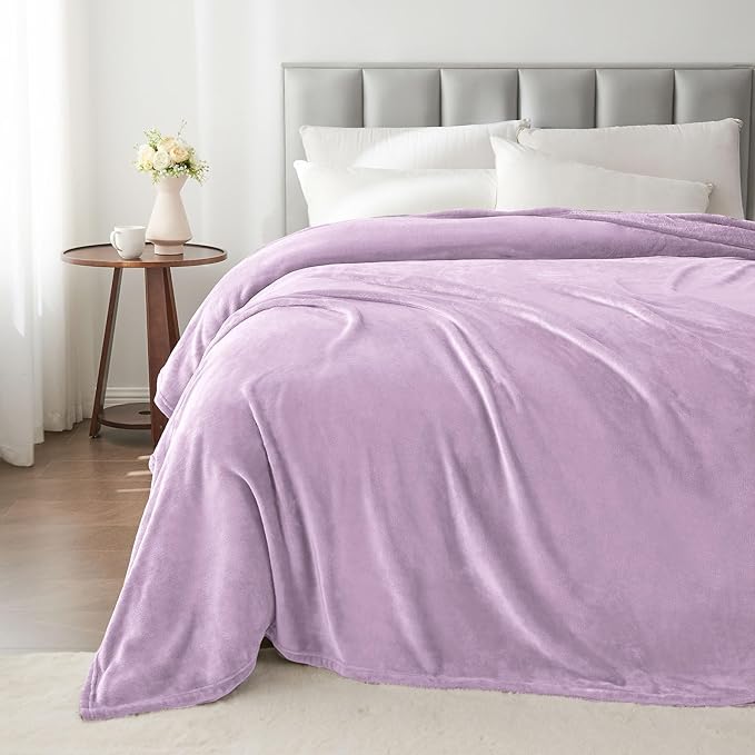 BEDELITE Fleece Blanket Lilac Throw Blankets for Couch & Bed, 300GSM Luxury Plush Cozy Fuzzy Blanket 50" x 60", Super Soft Warm Lightweight Throw Blanket for Travel Camping