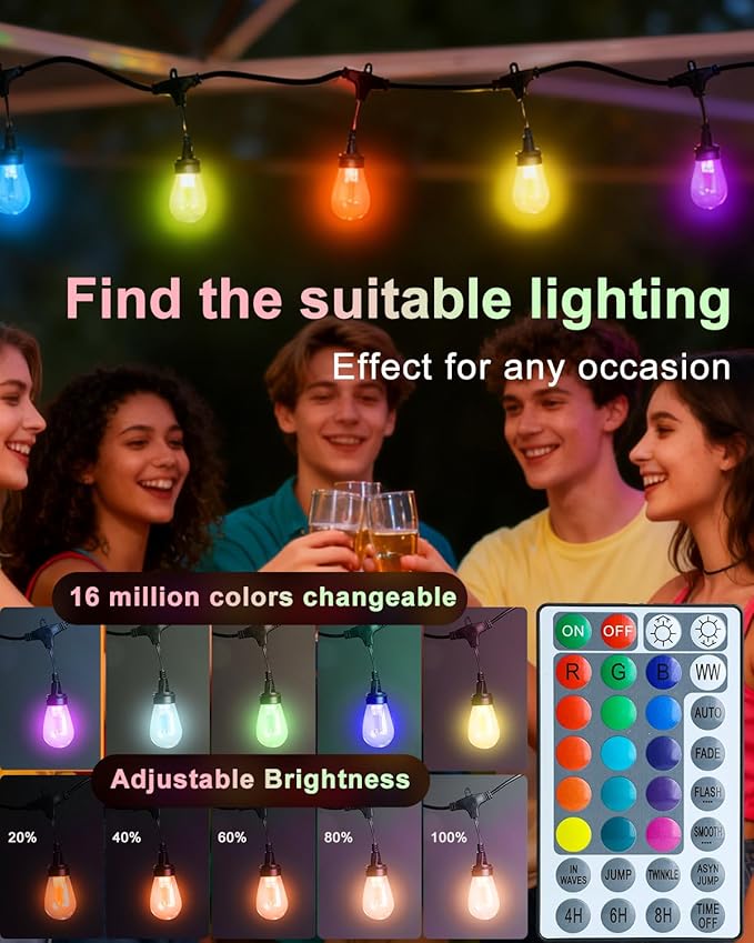 Lightdot 96FT Outdoor Led Patio Lights, Led String Lights with Shatterproof Edison Vitage Bulbs,2200K, Commercial Grade Hanging Light for Patio Cafe Bistro Backyard- ETL Listed
