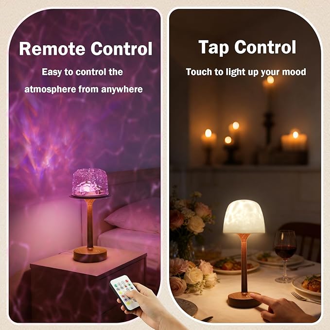 Waterproof Shower Lamp Cordless, Rechargeable Shower Light with 16 Color Ocean Wave Lights Projector, Rechargeable Bathroom Lamp with Touch & Remote Control,Spa-Like Mood Light for Bathtub/Shower