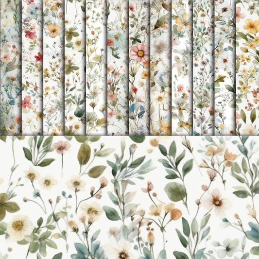 EggSun 48 Sheets Floral Vintage Scrapbook Paper,Watercolor Vintage Floral Pattern Decorative Scrapbook Paper for Journals DIY Cards and Photo Albums,Aesthetic Craft Supplies
