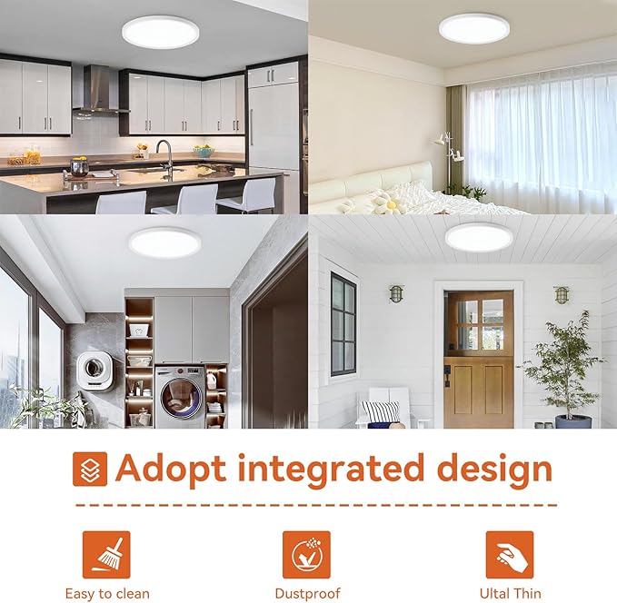 TALOYA 10 Inch LED Flush Mount Ceiling Light Fixture White, 5-in-1 CCT Selectable (3000K/3500K/4000K/5000K/6500K), 20W 0.94inch Thickness Ultra-Slim Surface Mounted Lighting Fixture for Basement